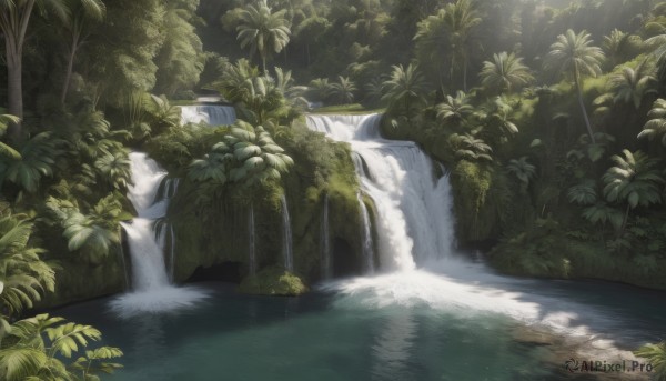 An iconic waterfall framed by a inviting day