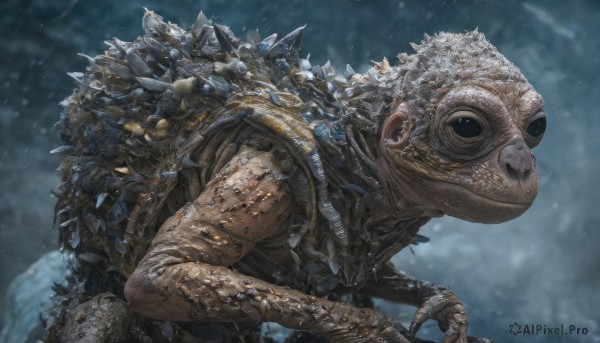 The charm of a monster in a bold rainy outdoors