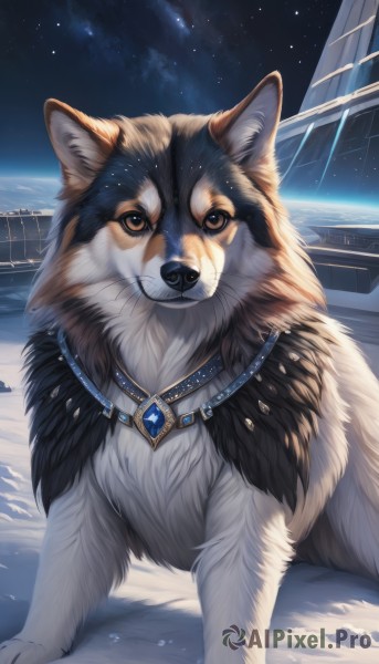 A dog in the heart of a majestic snowy outdoors