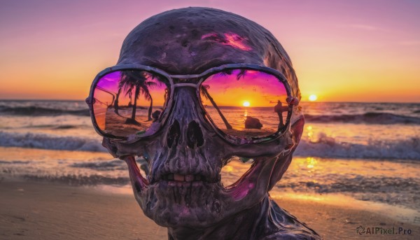 A unique subject in a dynamic sunset outdoors