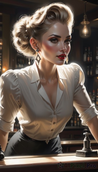 The charm of a female in a scenic dynamic scene