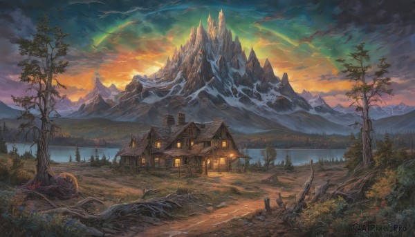 The beauty of a landscape set in a enchanting sunset outdoors