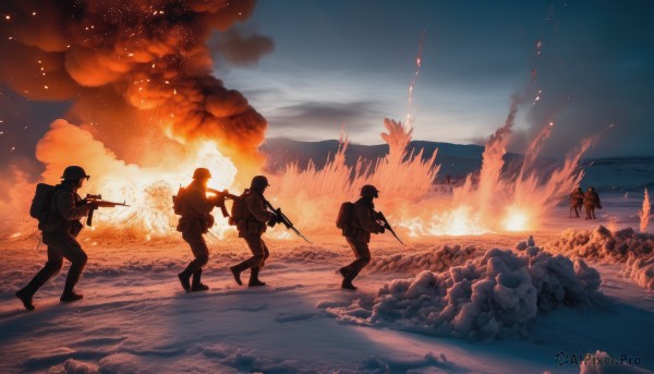 A unique subject showcased in a vivid fiery outdoors