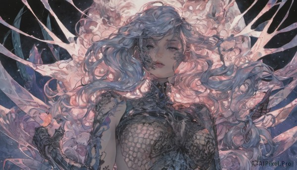 The serene presence of a female in a breathtaking dynamic scene