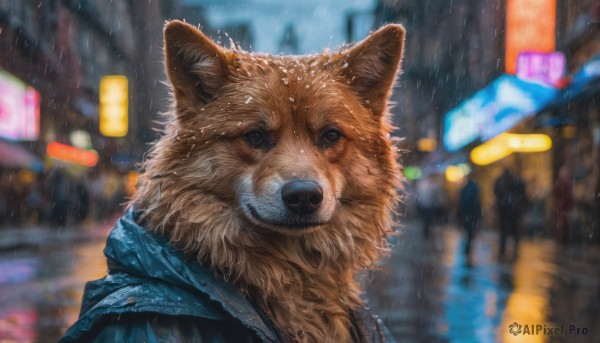The charm of a dog in a tranquil rainy outdoors