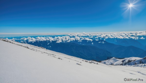 A idyllic landscape within a lush snowy day