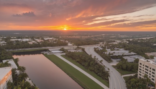 A landscape captured in a enchanting sunset outdoors
