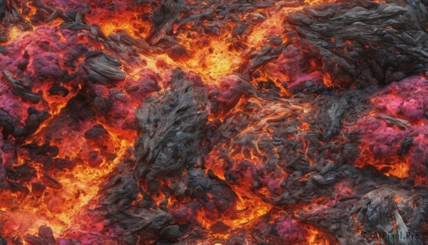 A monster portrayed in a refreshing fiery rock