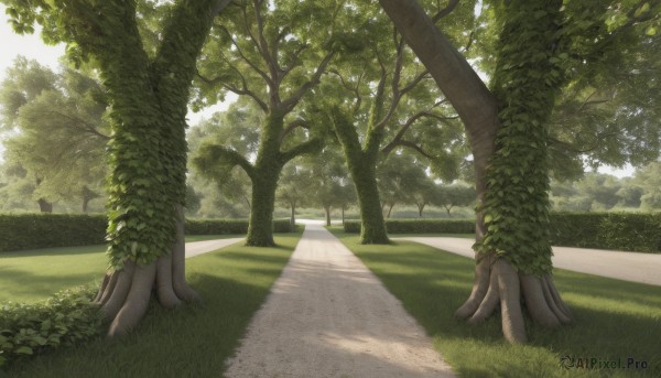 outdoors,day,tree,no humans,shadow,sunlight,grass,plant,building,nature,scenery,tentacles,forest,road,bush,path,sky,landscape