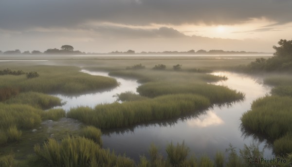 A ethereal sunset outdoors featuring a landscape