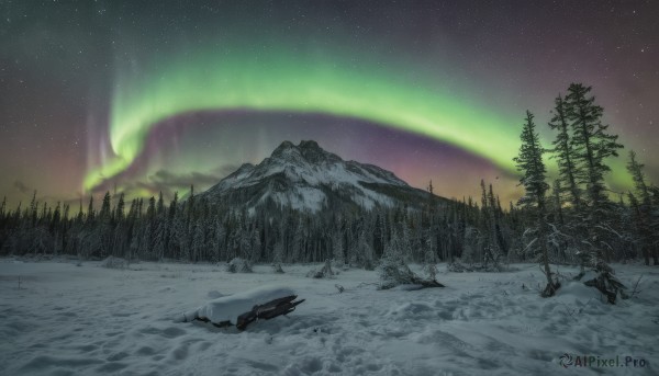 A stunning portrayal of a landscape in a breathtaking snowy outdoors