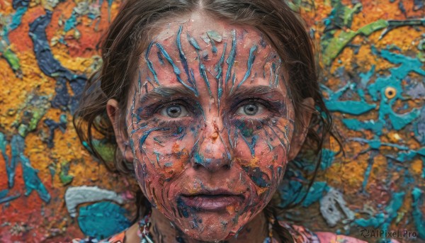 A female surrounded by a serene dynamic scene