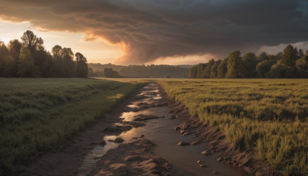 A unique view of a landscape in sunset day