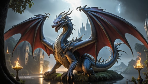 Image of a dragon in a fresh fiery outdoors
