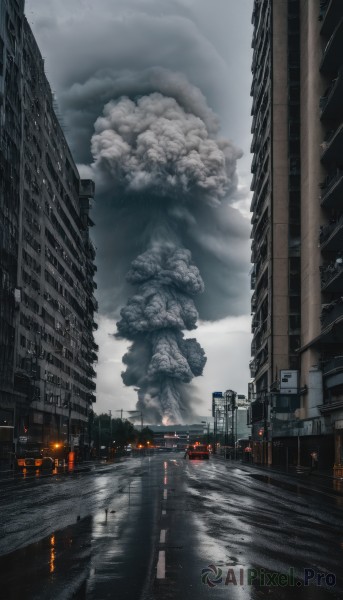 A majestic image of a monster in rainy outdoors