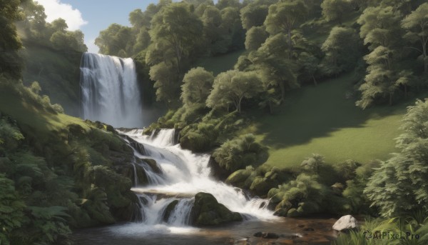 The wonder of a waterfall in a peaceful day