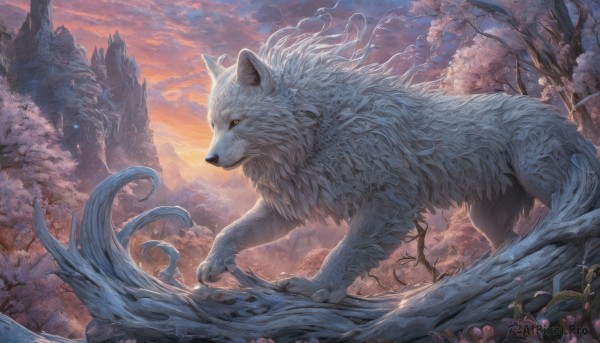 The allure of a dog in a dynamic sunset outdoors