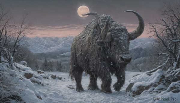 A monster in the heart of a beautiful snowy outdoors