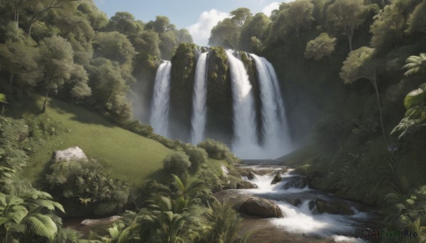 The allure of a waterfall in a inviting day