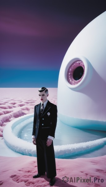 A serene dynamic scene featuring a male