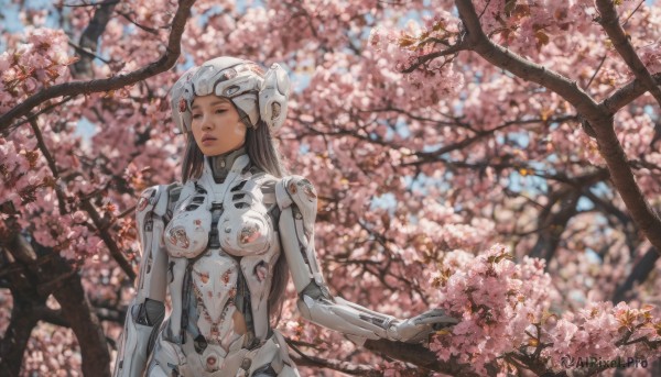 A cyborg showcased in a bold outdoors