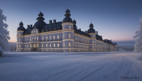A striking snowy day featuring the elegance of a landscape