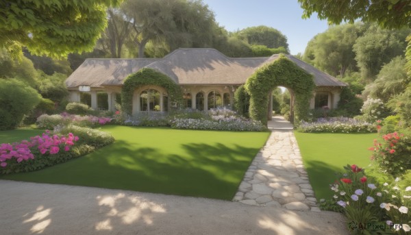 An iconic garden framed by a inviting day