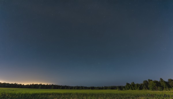 outdoors,sky,tree,no humans,night,grass,building,star (sky),nature,night sky,scenery,forest,starry sky,sunset,landscape,hill,field,gradient sky