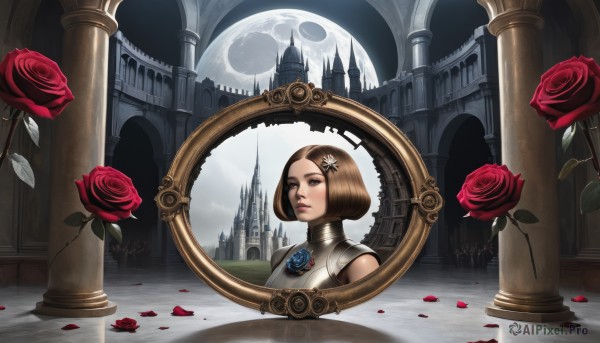 A ethereal moon featuring a female