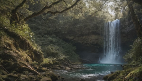 A delightful capture of a waterfall within outdoors