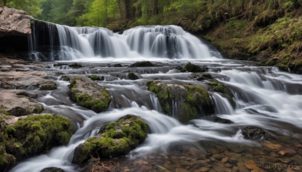 A enchanting day highlighting a waterfall