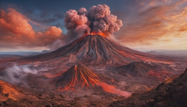 A landscape captured in a dynamic sunset outdoors