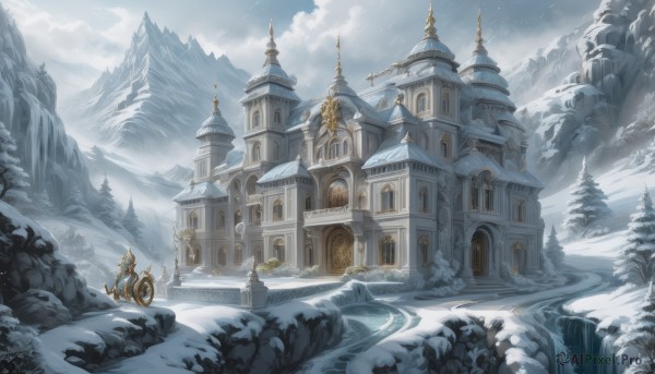 A landscape in a tranquil snowy day