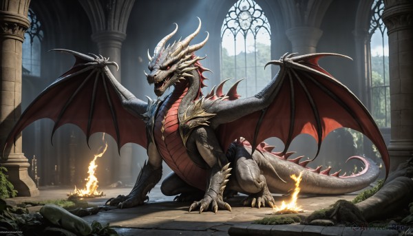A monster set against the backdrop of a serene fiery day