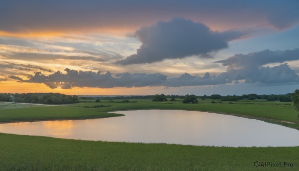 The elegance of a landscape in a tranquil sunset day