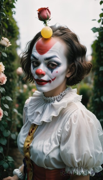 An iconic clown framed by a bold day