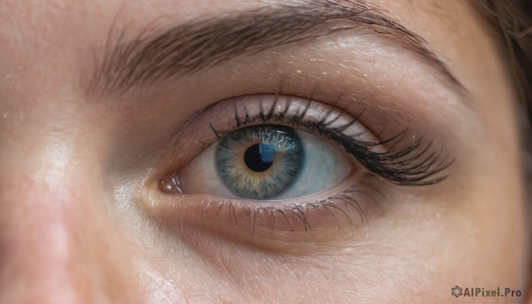 solo, looking at viewer, blue eyes, 1boy, male focus, blurry, eyelashes, close-up, realistic, eye focus