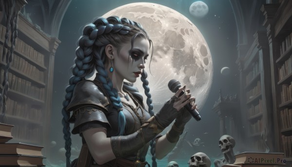 A peaceful image of a female in night sky