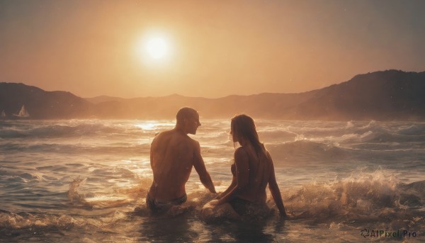 A male surrounded by a captivating sunset outdoors