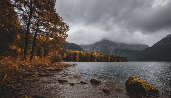 outdoors,sky,day,cloud,water,tree,no humans,cloudy sky,nature,scenery,forest,reflection,rock,mountain,river,landscape,lake,grey sky