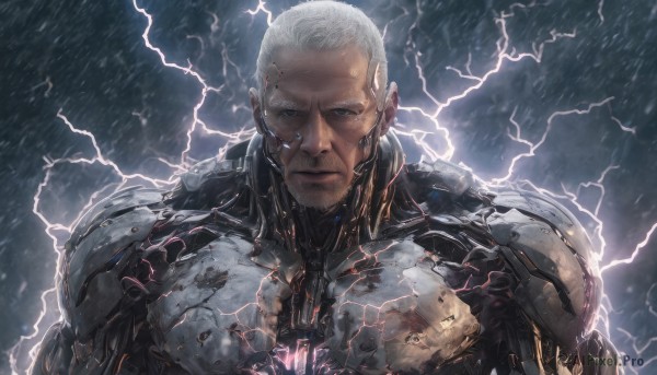 The beauty of a male set in a enchanting rainy dynamic scene