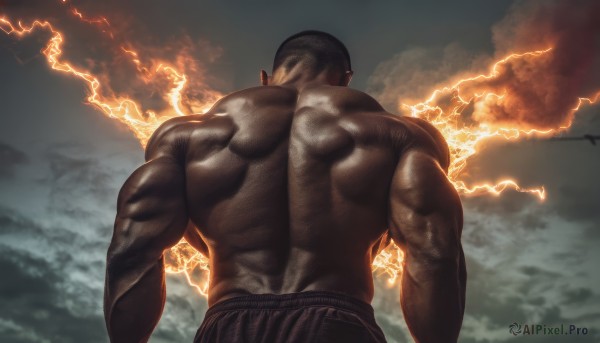 The allure of a male in a inviting fiery outdoors