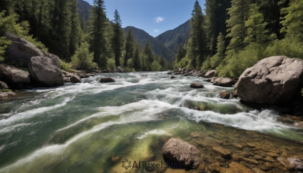 outdoors,sky,day,water,tree,blue sky,no humans,bird,nature,scenery,forest,rock,mountain,river,waterfall,landscape,shore,cliff,cloud,ocean