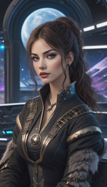 The elegance of a female in a tranquil moon