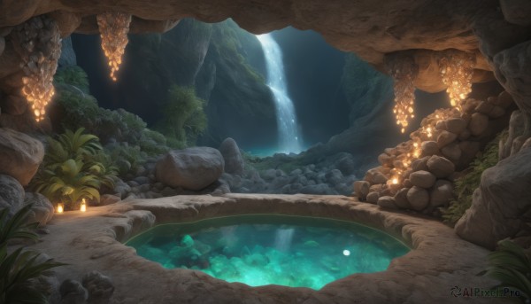A waterfall set against the backdrop of a captivating outdoors
