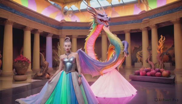 A ethereal dynamic scene featuring a dragon