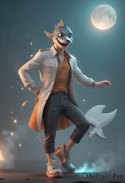 A male captured beautifully in a inviting fiery moon