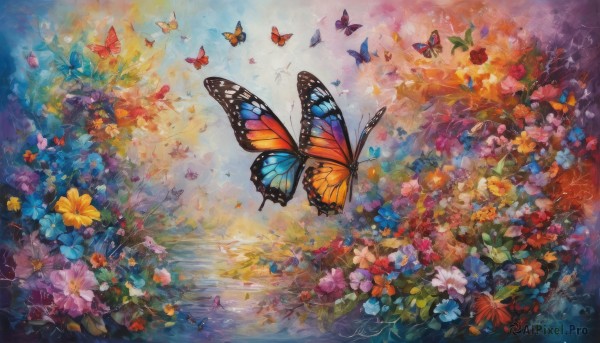 A butterfly surrounded by a captivating scenery
