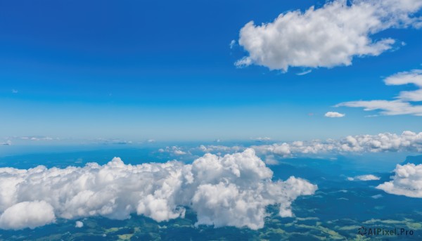 outdoors,sky,day,cloud,blue sky,no humans,ocean,cloudy sky,nature,scenery,blue theme,horizon,landscape,water,mountain,island