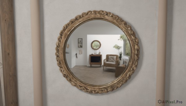 indoors,tree,book,no humans,chair,table,bottle,plant,scenery,reflection,wooden floor,mirror,door,clock,potted plant,lamp,shelf,vase,painting (object),still life,portrait (object)